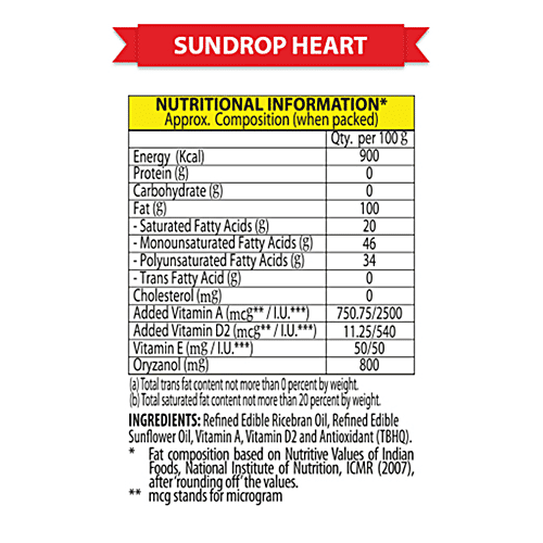 Sundrop Heart Rice Bran + Sunflower Oil, 5 L Jar with Natural Vitamin & Oryzanol