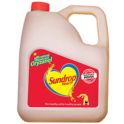 Sundrop Heart Rice Bran + Sunflower Oil, 5 L Jar with Natural Vitamin & Oryzanol