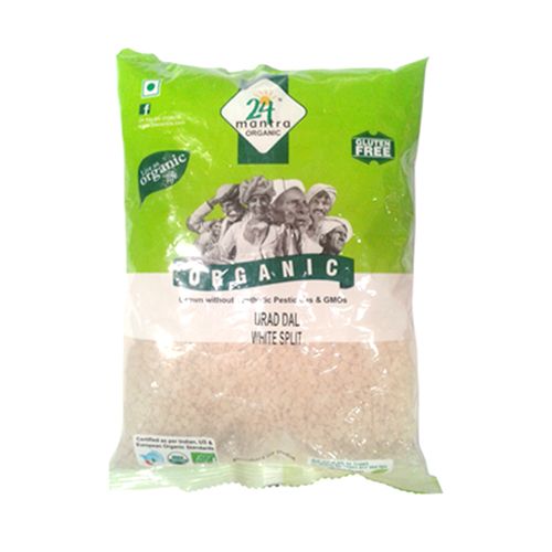 24 Mantra Organic Dal - Urad White (Split), 500 g Pouch 