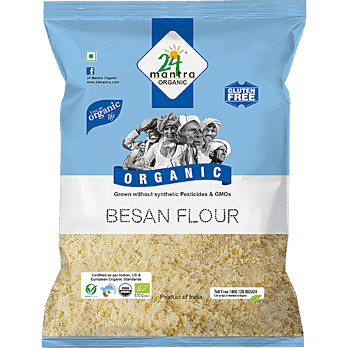 24 Mantra Organic Flour - Besan/Kadale Hittu, 500 g Pouch 