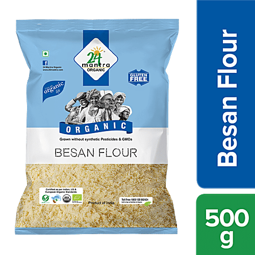 24 Mantra Organic Flour - Besan/Kadale Hittu, 500 g Pouch 