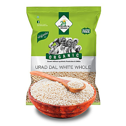 24 Mantra Organic Urad Dal/Uddina Bele White - Whole, 500 g Pouch 