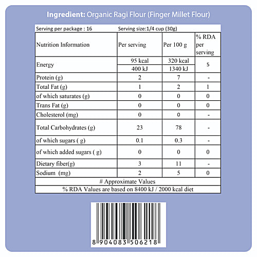 24 Mantra Organic Ragi Flour, 500 g Pouch 
