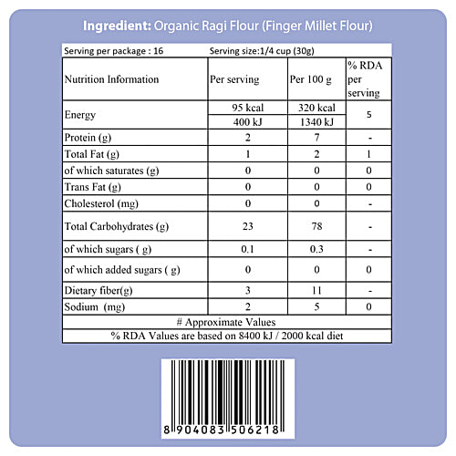24 Mantra Organic Ragi Flour, 500 g Pouch 