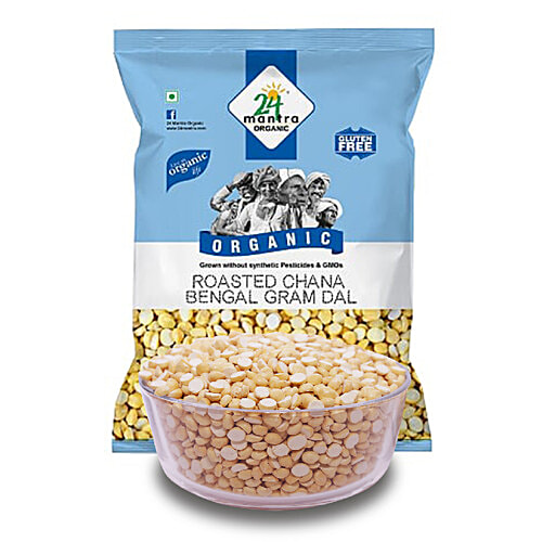 24 Mantra Organic Roasted Chana Dal/Bengal Gram, 500 g Pouch 