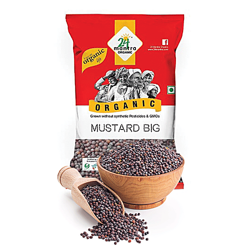 24 Mantra Organic Mustard Seeds - Whole, Big, 100 g Pouch 