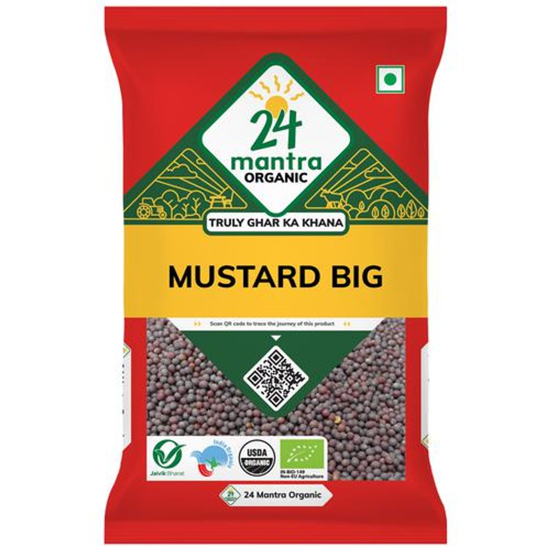 24 Mantra Organic Organic Mustard/Sasive Seeds - Whole, Big, 100 g Pouch