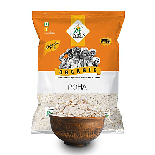 24 Mantra Organic Poha (Flattened Rice/Aval/Atukulu), 500 g Pouch 