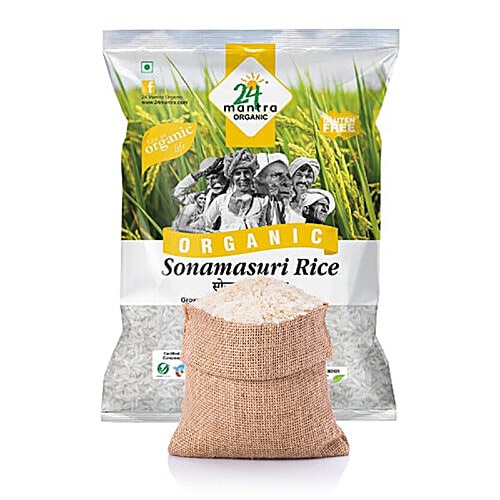 24 Mantra Organic Sonamasuri Raw Rice/Arisi - Polished, 1 kg Pouch 