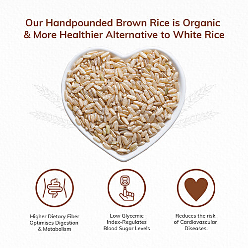 24 Mantra Organic Organic - Sonamasuri Semi Brown Hand Pounded Rice/Akki, 1 kg Pouch Gluten Free, Grown without Synthetic Pesticides & GMOs