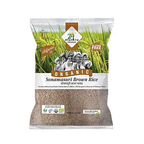 24 Mantra Organic Rice/Arisi - Sonamasuri Brown, 1 kg Pouch 