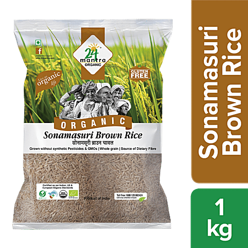 24 Mantra Organic Rice/Arisi - Sonamasuri Brown, 1 kg Pouch 