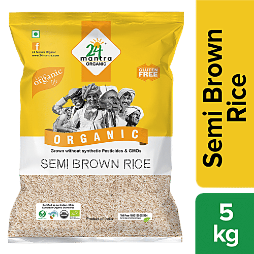 24 Mantra Organic Semi Brown Rice/Arisi, 5 kg Pouch 