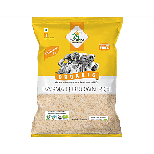 24 Mantra Organic Rice - Brown Basmati, 1 kg Pouch 