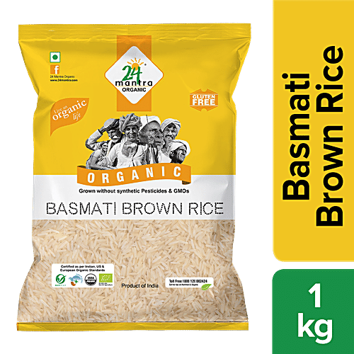 24 Mantra Organic Rice - Brown Basmati, 1 kg Pouch 