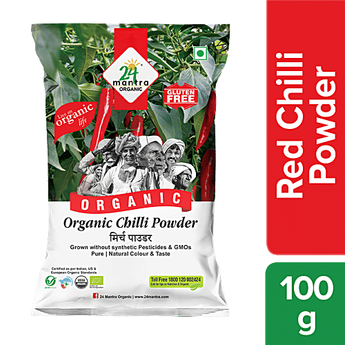24 Mantra Organic Red Chilli Powder/Menasina Pudi, 100 g Pouch 