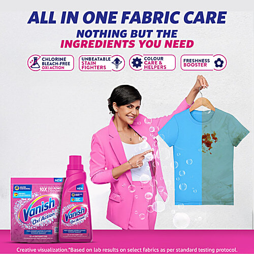 Vanish Oxi Action All In One Stain Remover Detergent Powder, 100 g  Removes Tough Stains and Brightens Colours, Powder Detergent Add On