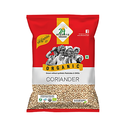 24 Mantra Organic Coriander Seeds - Whole, 100 g Pouch 
