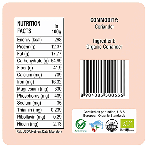 24 Mantra Organic Coriander Seeds - Whole, 100 g Pouch 