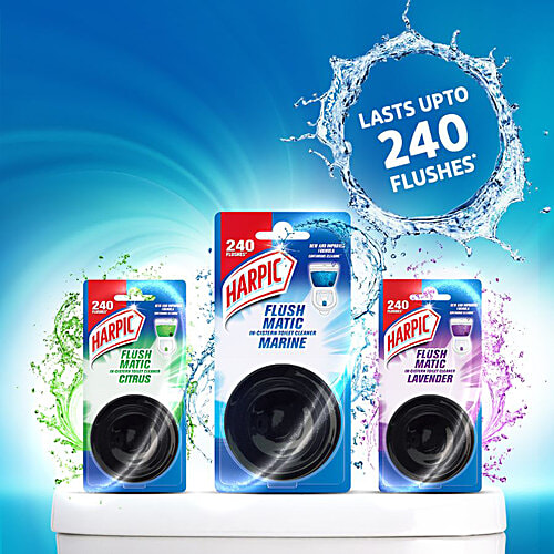 Harpic Flushmatic In-Cistern Toilet Cleaner Block, Citrus, 50 g  Cleans with Every Flush