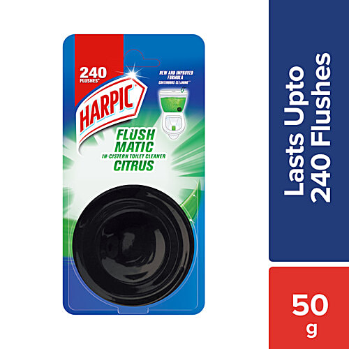 Harpic Flushmatic In-Cistern Toilet Cleaner Block, Citrus, 50 g  Cleans with Every Flush