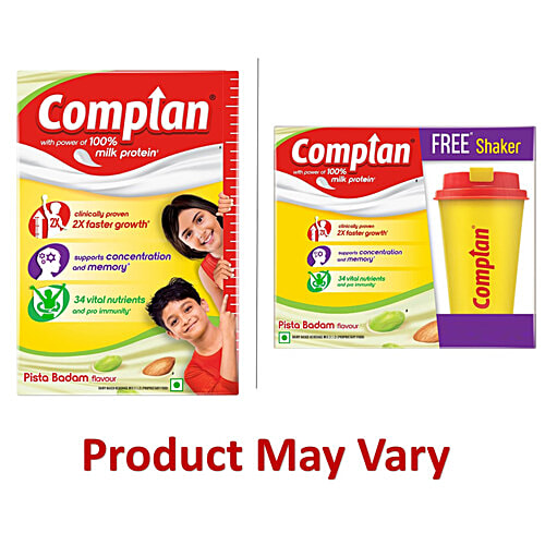 Complan Nutrition Drink Powder - For Kids, Pista Badam Flavour, 500 g  With protein & 34 vital nutrients