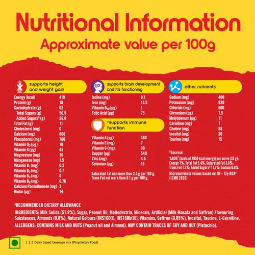 Complan Nutrition Drink Powder - For Children, Pista Badam Flavour, 500 g  100% Milk Protein & 34 Vital Nutrients, Supports Memory & Concentration, Nutrition Drink For Kids With Protein & 34 Vital nutrients