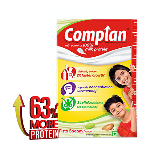 Complan Nutrition Drink Powder - For Kids, Pista Badam Flavour, 500 g  With protein & 34 vital nutrients