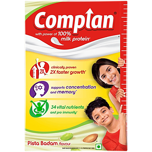 Complan Nutrition Drink Powder - For Kids, Pista Badam Flavour, 500 g  With protein & 34 vital nutrients