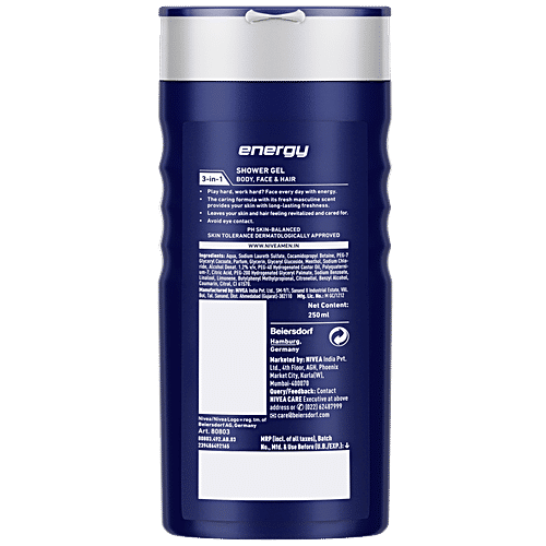 Nivea Energy Shower Gel With Mint Extracts For Body, Face & Hair, 250 ml  