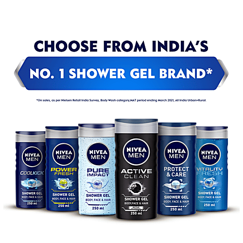 Nivea Energy Shower Gel With Mint Extracts For Body, Face & Hair, 250 ml  