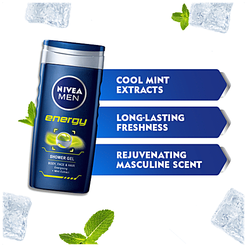 Nivea Energy Shower Gel With Mint Extracts For Body, Face & Hair, 250 ml  