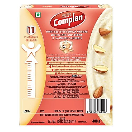 Complan NutriGro for Toddlers - Badam Kheer Flavour, 2-6 Years, 400 g Carton 
