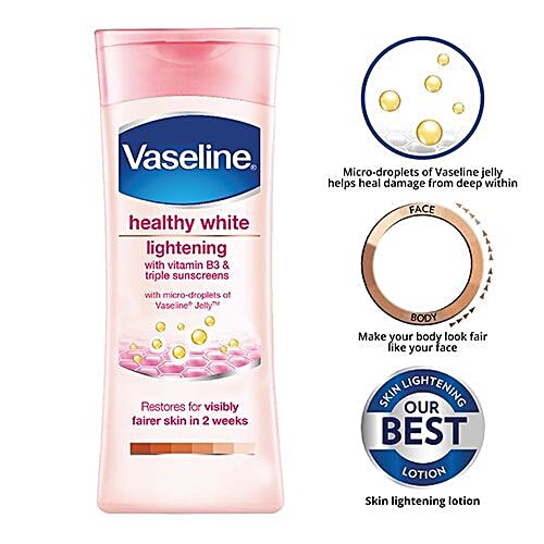 Vaseline Healthy White Lightening Body Lotion - with Vitamin B3 & Micro-Droplets of Vaseline Jelly, 40 ml Triple Sunscreens