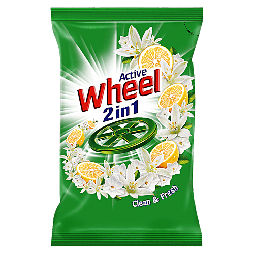 Wheel Green Lemon & Jasmine Detergent Powder, 1 kg Clean & Fresh