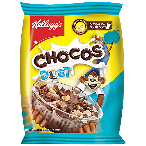 Kelloggs Chocos Duet, With Whole Grain, Source Of Fibre, High In Calcium & Protein, Breakfast