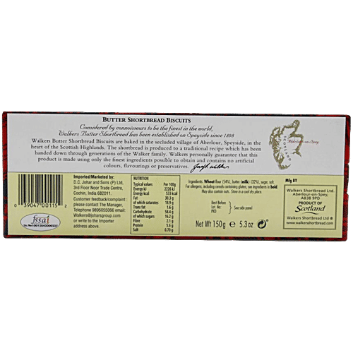 Walkers Shortbread - Pure Butter, 150 g Pure Butter
Traditional Recipe
Crumbly Texture