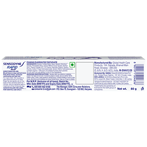 Sensodyne Rapid Relief Toothpaste, 80 g  