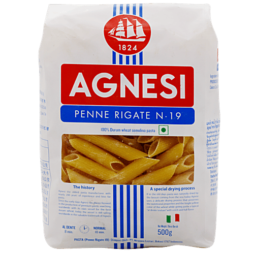 Agnesi Pasta - Le Penne Rigate N.19, 500 g Pouch 