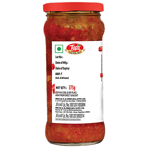 Buy Tops Premium Pickles Stuffed Red Chillies 375 Gm Jar Online at the