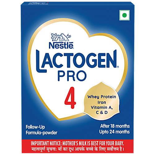 Nestle Lactogen Pro 4 Follow-Up Formula Powder, After 18 Months Up To 24 Months, 400 g Carton Whey Protien Iron Vitamin A, C & D