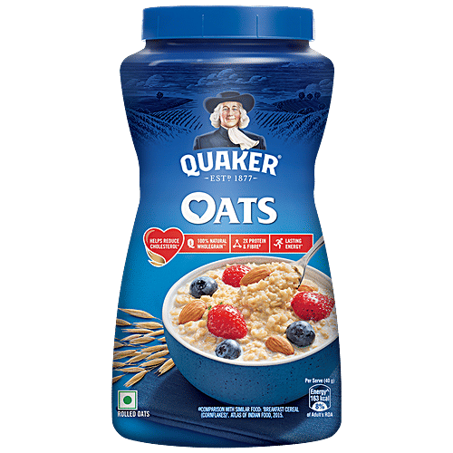Quaker Oats Breakfast Cereal - Nutritious, Rich In Protein, Helps To Maintain Weight, Easy To Cook, 500 g Jar Rich Source of Dietary Fibre