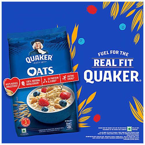 Quaker Oats Breakfast Cereal - Nutritious, Rich In Protein, Helps To Maintain Weight, Easy To Cook, 500 g Jar Rich Source of Dietary Fibre