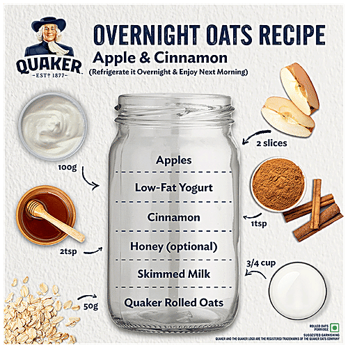 Quaker Oats Breakfast Cereal - Nutritious, Rich In Protein, Helps To Maintain Weight, Easy To Cook, 500 g Jar Rich Source of Dietary Fibre