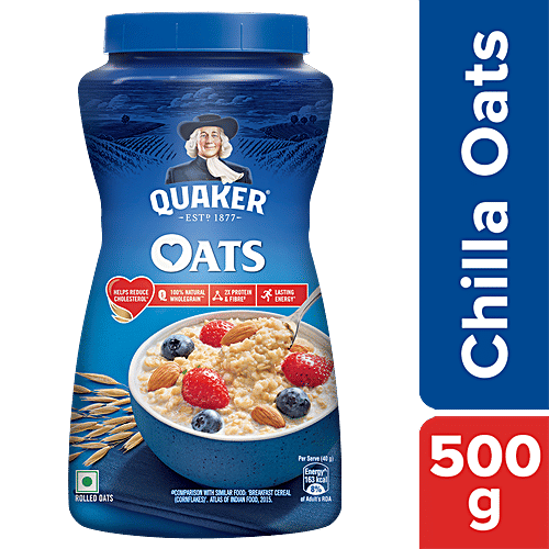 Quaker Oats Breakfast Cereal - Nutritious, Rich In Protein, Helps To Maintain Weight, Easy To Cook, 500 g Jar Rich Source of Dietary Fibre
