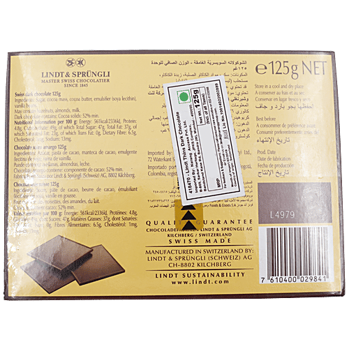 Lindt Chocolate - Swiss Thins Dark, 125 g  