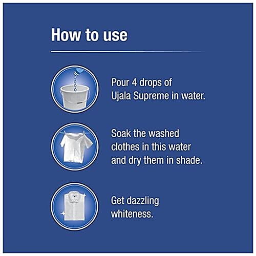 Ujala Supreme Fabric Whitener, 250 ml  Super Whiteness
 Ultra Radiance Molecules
