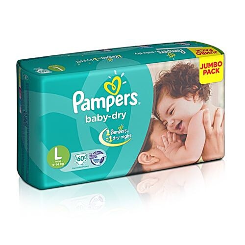 Pampers  Baby Dry Large (9-14 kg) - 60 Diapers, 60 pcs  