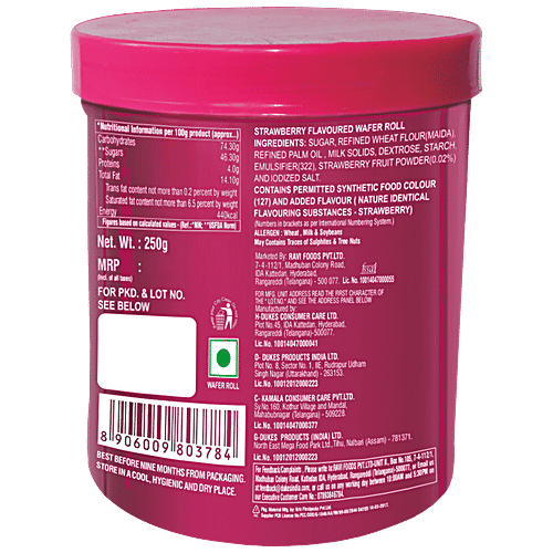 Dukes Waffy Strawberry Flavoured Wafer Roll, 250 g