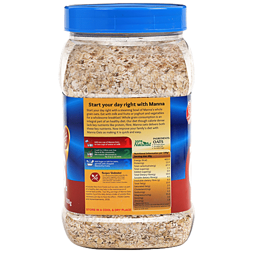 Manna Steel Cut Oats - Gluten Free, 500 g Jar Rich in Fibre, Source of Protein